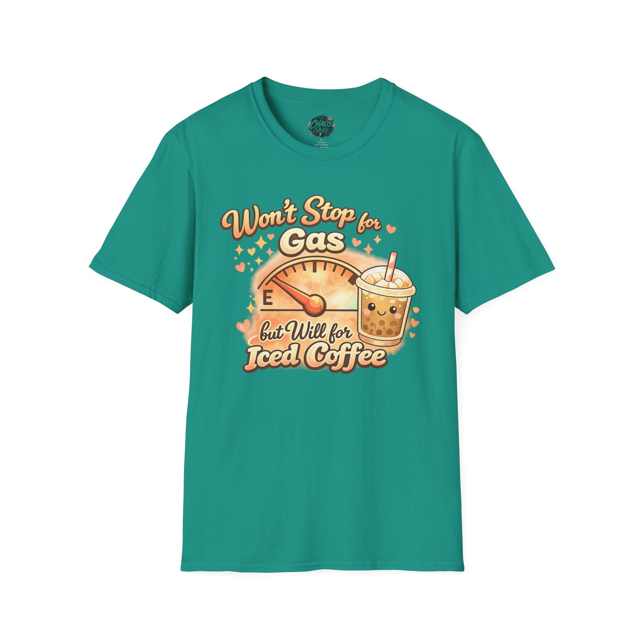 Won’t Stop for Gas but Will for Iced Coffee Shirt | Cute Coffee Lover Graphic Tee | Funny Caffeine Shirt | Cute Girly Coffee Lover Shirt