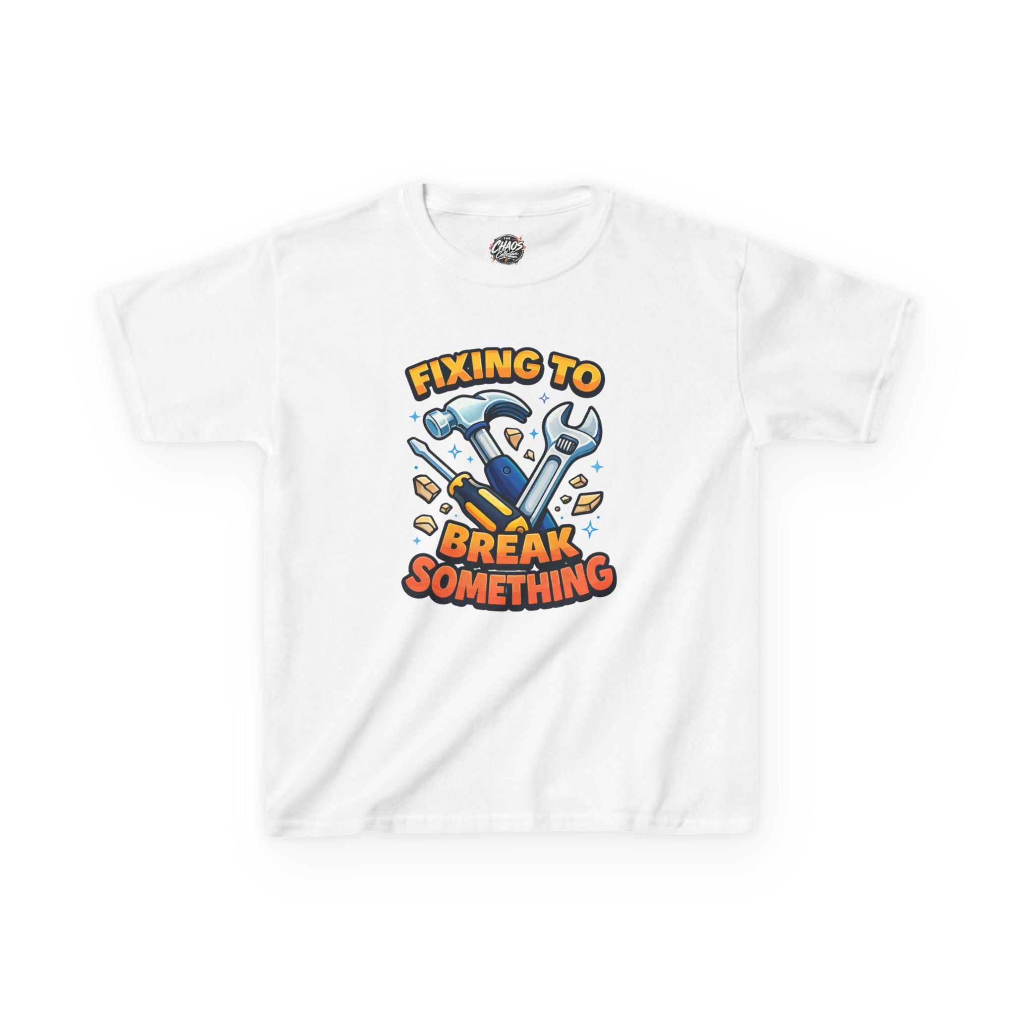 Kids Tee — "Fixing to Break Something" Tool Graphic