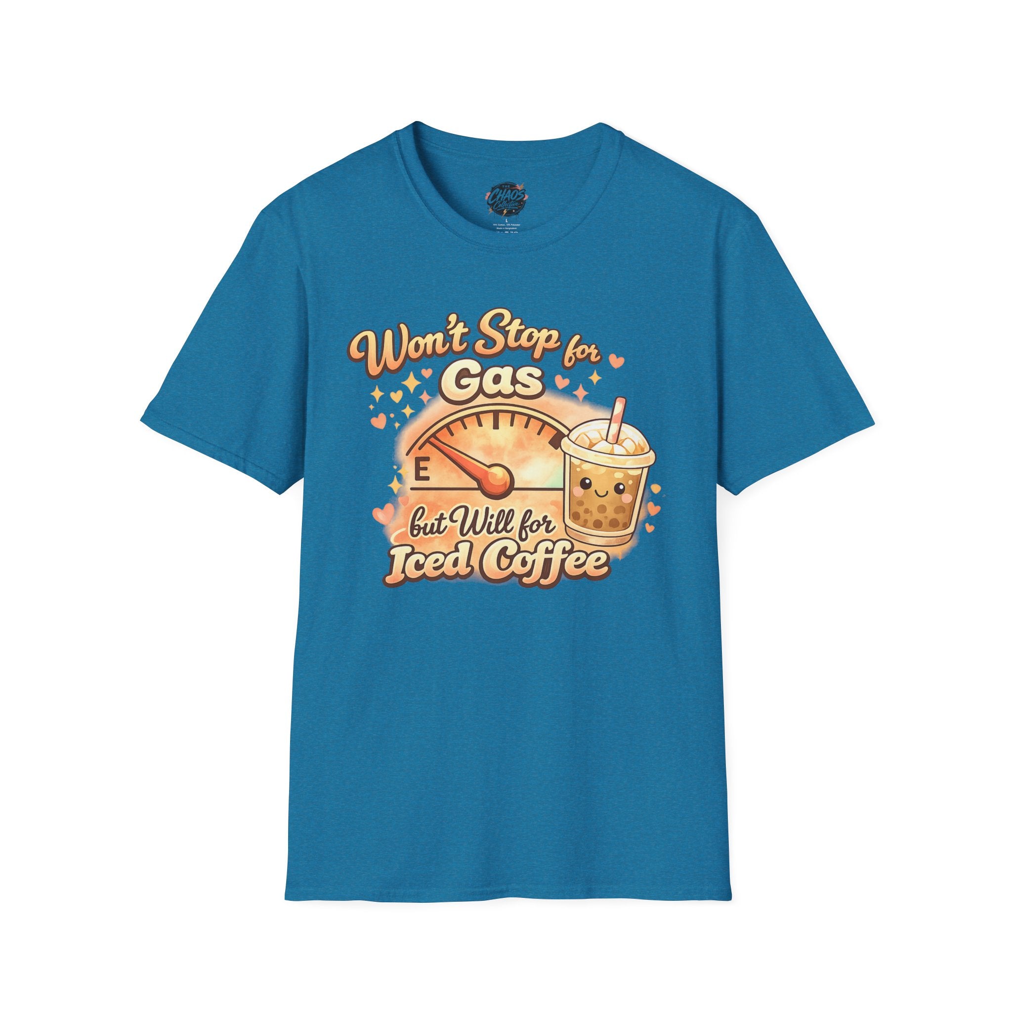 Won’t Stop for Gas but Will for Iced Coffee Shirt | Cute Coffee Lover Graphic Tee | Funny Caffeine Shirt | Cute Girly Coffee Lover Shirt