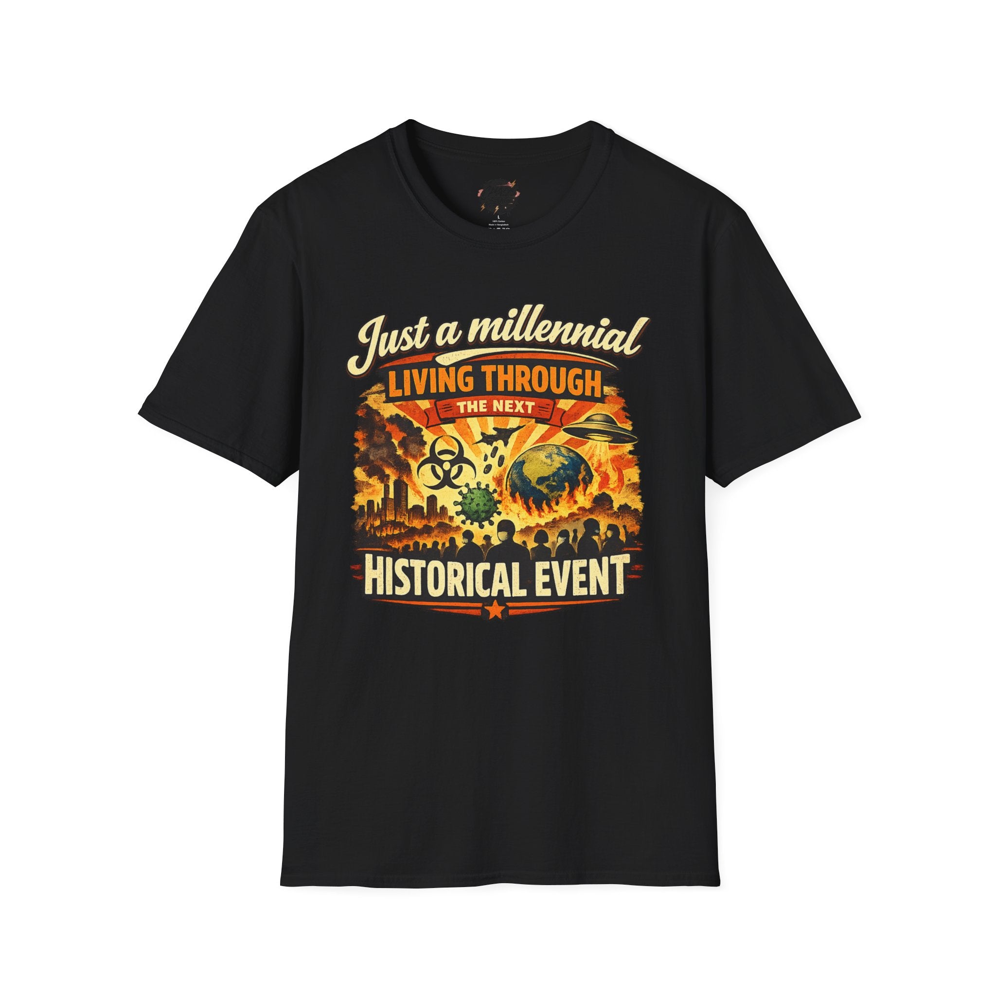 Men's Just a Millennial Living Through the Next Historical Event Shirt, Funny Millennial T-Shirt, Relatable Humor Tee