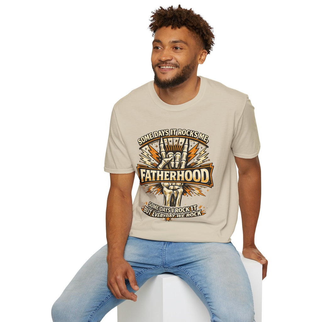 Fatherhood Rock T-Shirt — "Some Days It Rocks Me" Retro Dad Tee