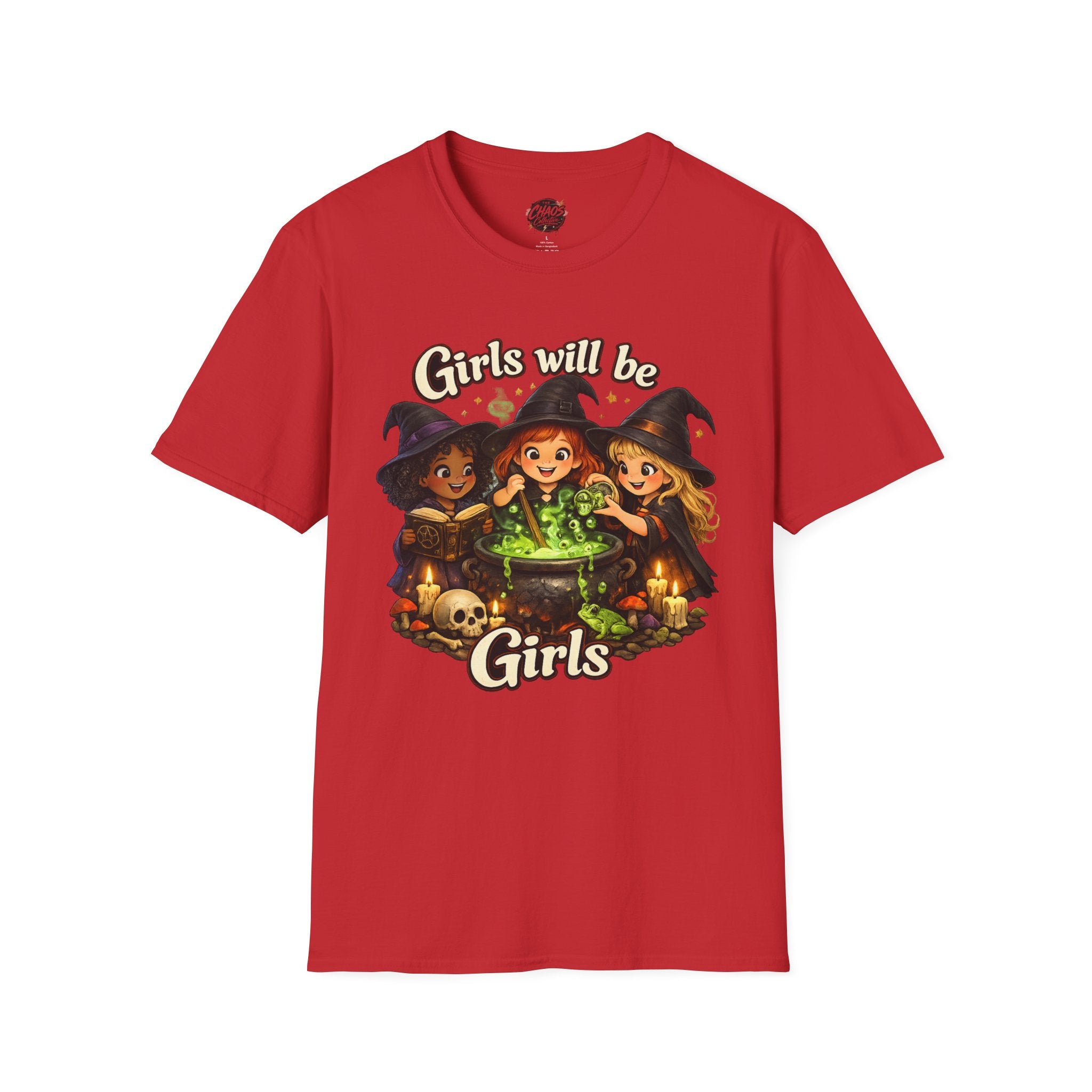 Girls Will Be Girls Witch T-Shirt — Cute Halloween Witch Trio Graphic Tee - Girls Will Be Girls Witch Shirt – Cute Pink Halloween Graphic Tee, Girly Witch Aesthetic Spooky Shirt