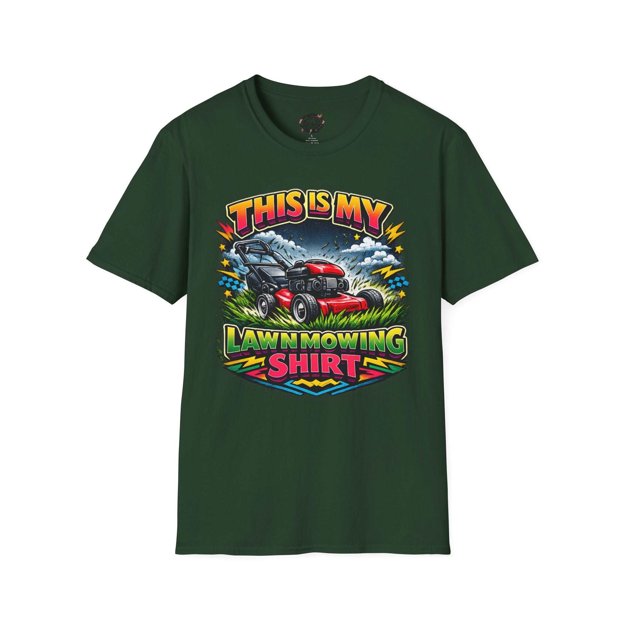 Lawn Mowing T-Shirt — "This Is My Lawn Mowing Shirt" Graphic Tee for Gardeners
