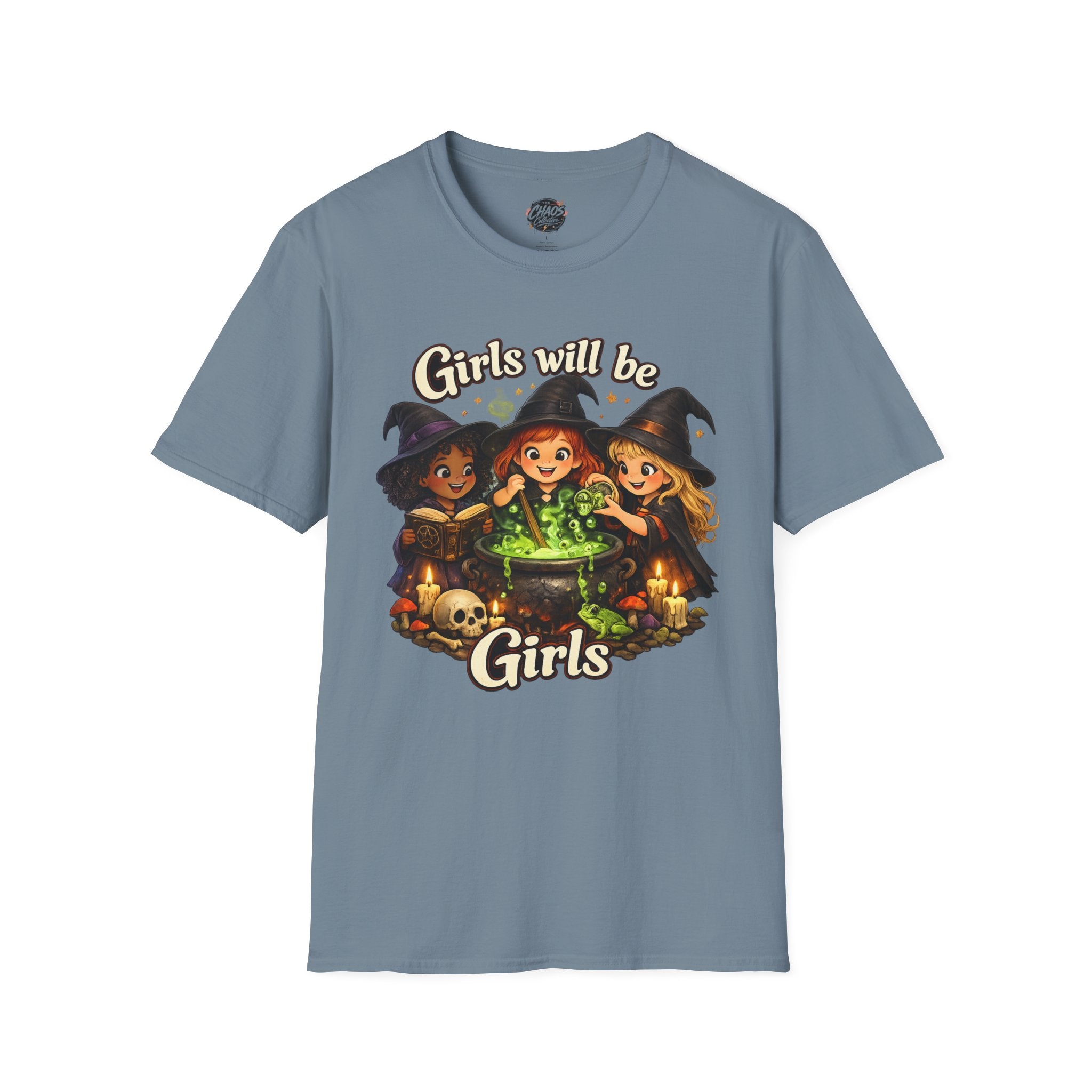 Girls Will Be Girls Witch T-Shirt — Cute Halloween Witch Trio Graphic Tee - Girls Will Be Girls Witch Shirt – Cute Pink Halloween Graphic Tee, Girly Witch Aesthetic Spooky Shirt
