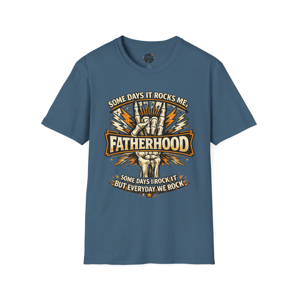 Fatherhood Rock T-Shirt — "Some Days It Rocks Me" Retro Dad Tee