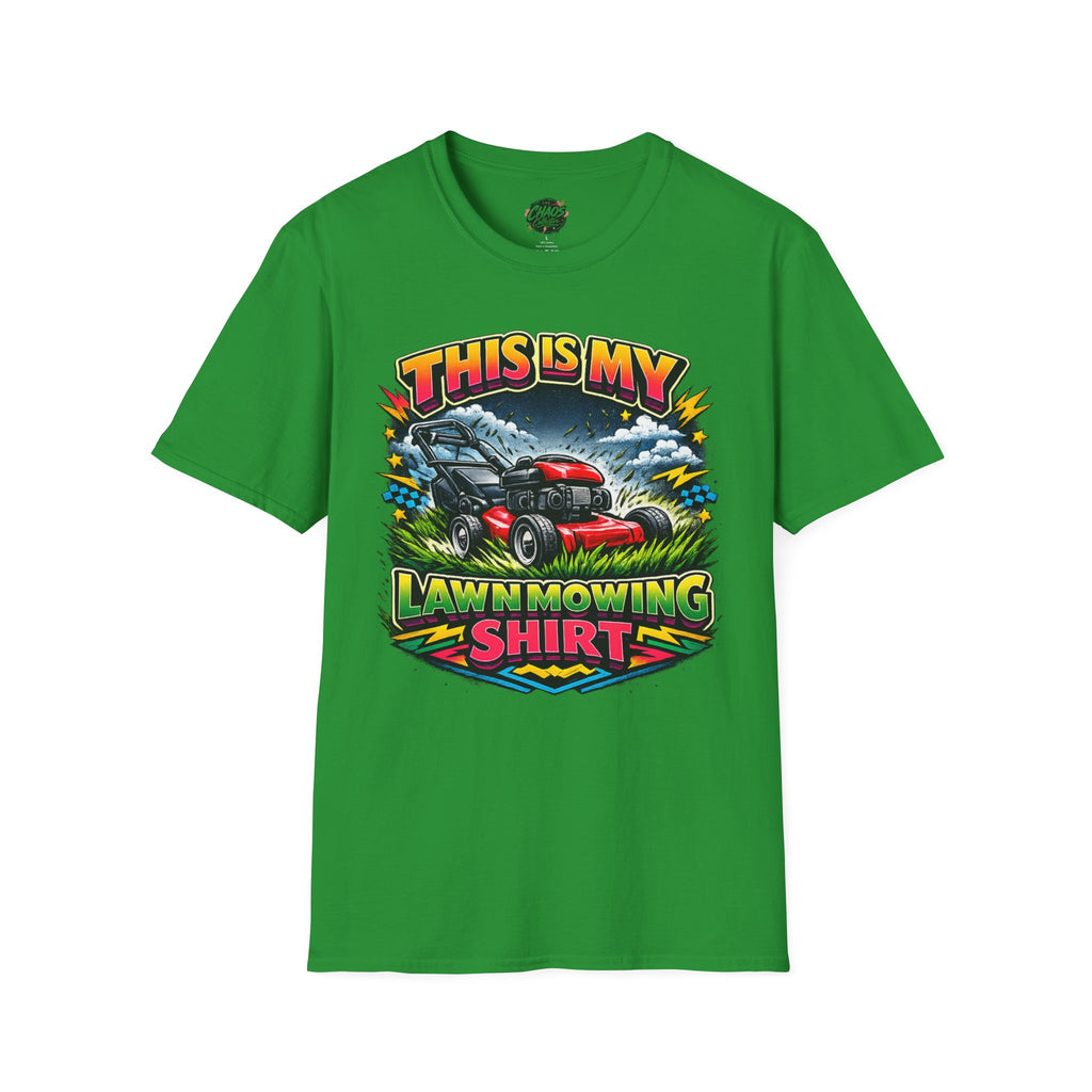 Lawn Mowing T-Shirt — "This Is My Lawn Mowing Shirt" Graphic Tee for Gardeners