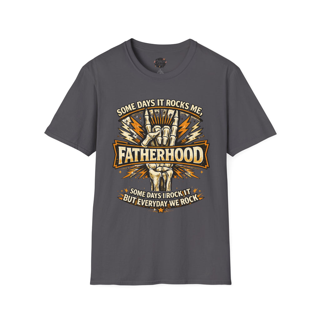 Fatherhood Rock T-Shirt — "Some Days It Rocks Me" Retro Dad Tee