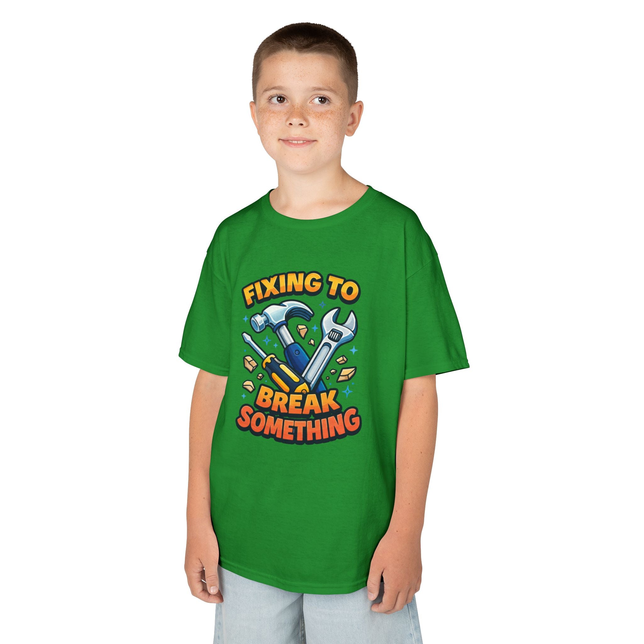 Kids Tee — "Fixing to Break Something" Tool Graphic