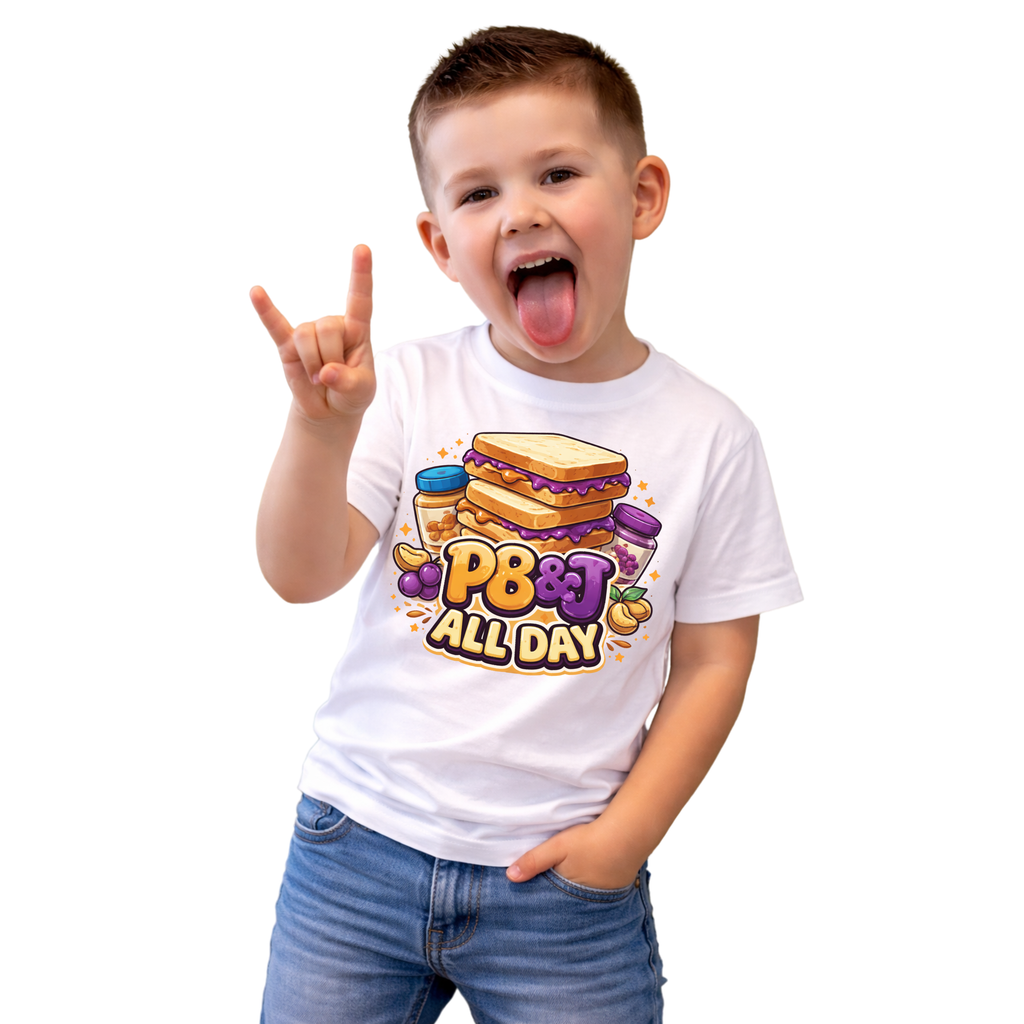 Kids PB&J 'PB All Day' T-Shirt — Cute Peanut Butter Jelly Tee for Children