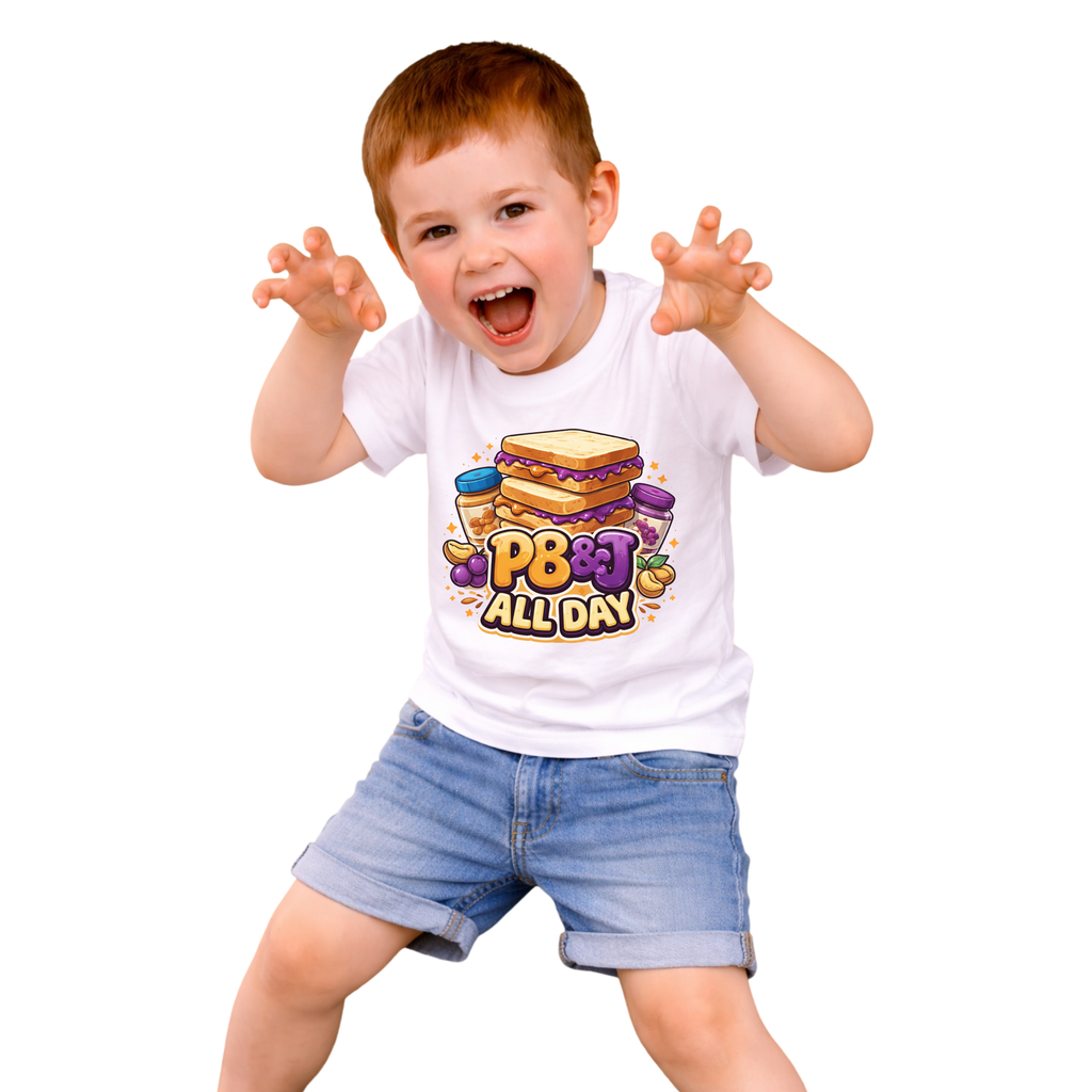Toddler Tee - PB&J All Day Peanut Butter Sandwich Graphic