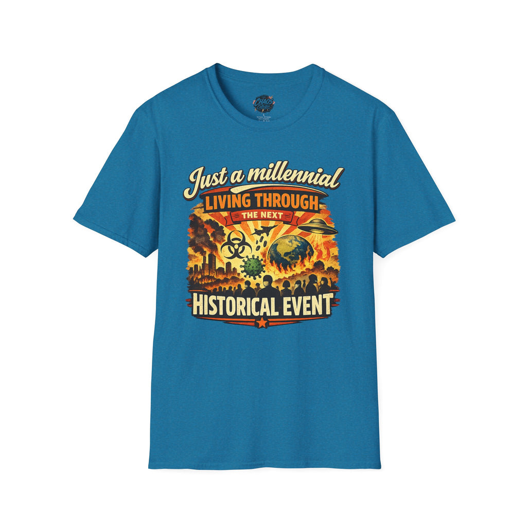 Men's Just a Millennial Living Through the Next Historical Event Shirt, Funny Millennial T-Shirt, Relatable Humor Tee