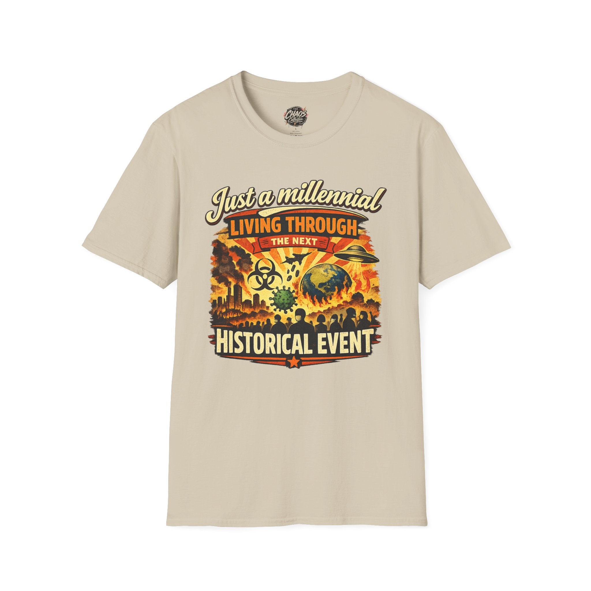 Men's Just a Millennial Living Through the Next Historical Event Shirt, Funny Millennial T-Shirt, Relatable Humor Tee