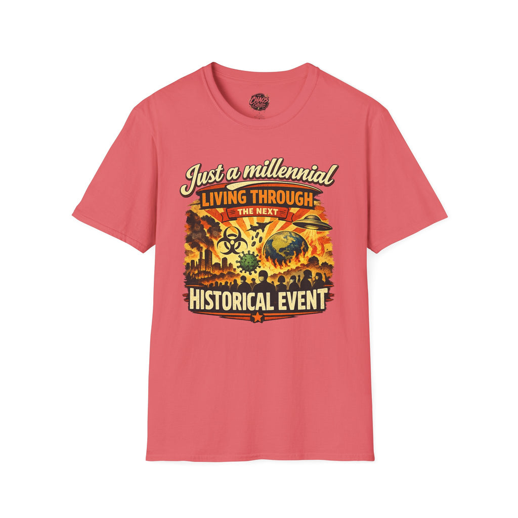 Men's Just a Millennial Living Through the Next Historical Event Shirt, Funny Millennial T-Shirt, Relatable Humor Tee