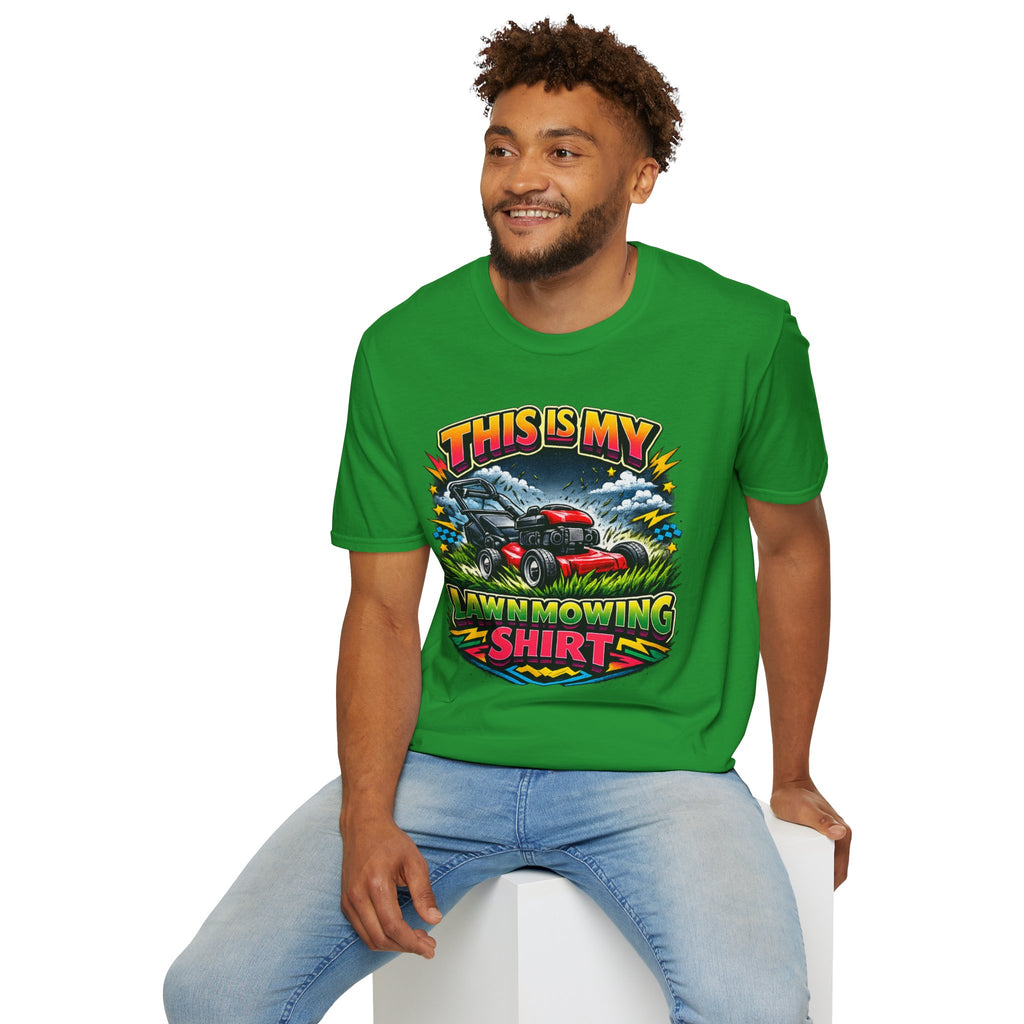 Lawn Mowing T-Shirt — "This Is My Lawn Mowing Shirt" Graphic Tee for Gardeners