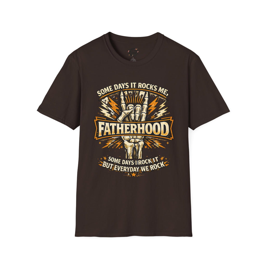 Fatherhood Rock T-Shirt — "Some Days It Rocks Me" Retro Dad Tee