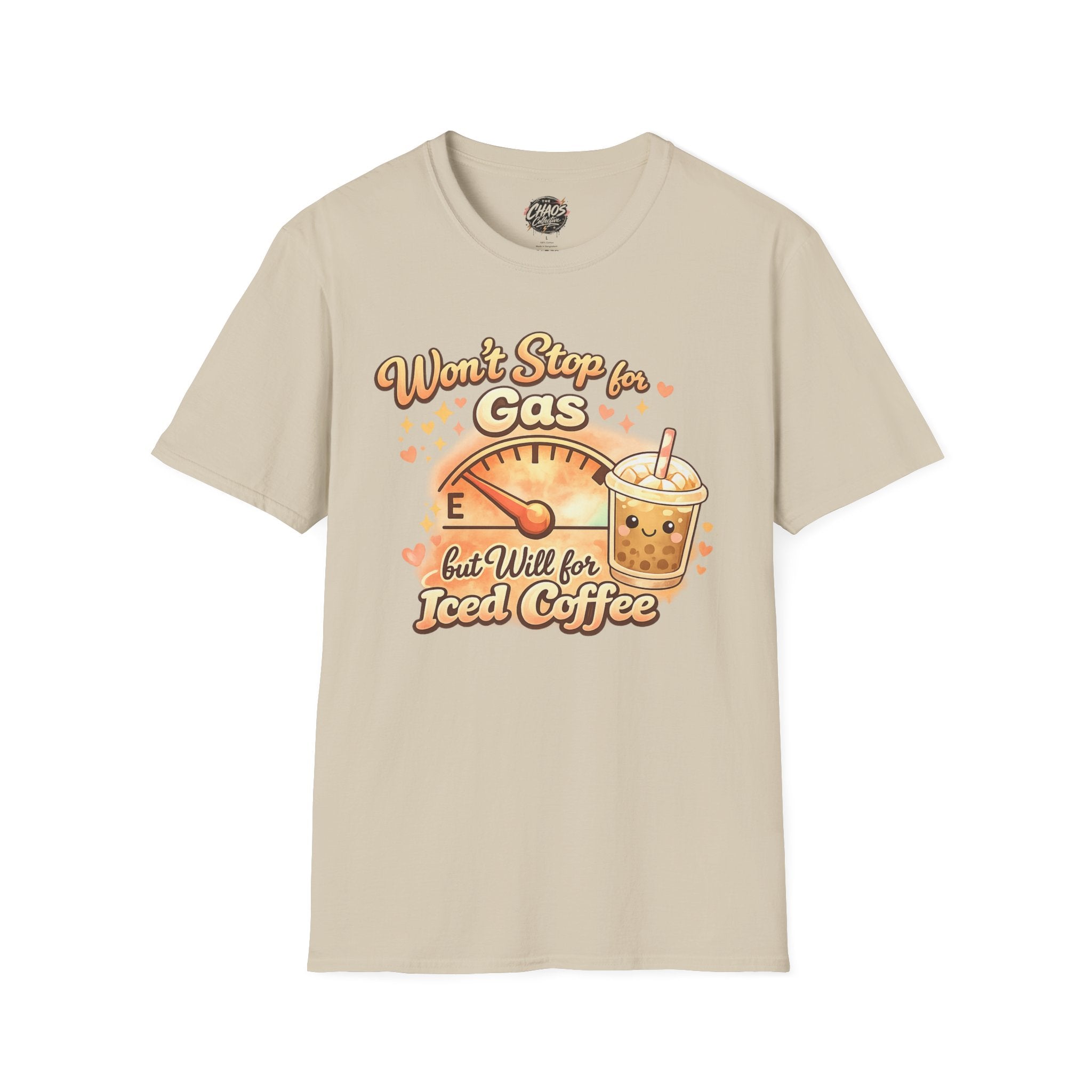 Won’t Stop for Gas but Will for Iced Coffee Shirt | Cute Coffee Lover Graphic Tee | Funny Caffeine Shirt | Cute Girly Coffee Lover Shirt