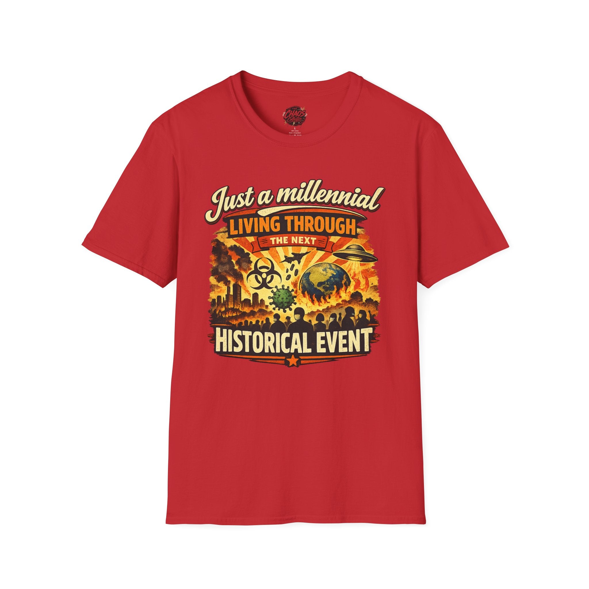 Men's Just a Millennial Living Through the Next Historical Event Shirt, Funny Millennial T-Shirt, Relatable Humor Tee