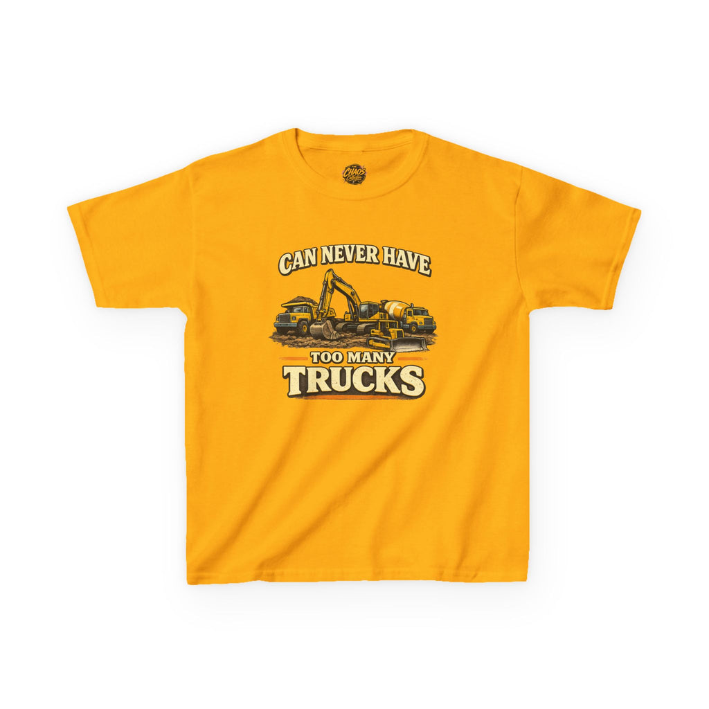 Vintage Construction Trucks Shirt for Boys – Can Never Have Too Many Trucks – Toddler Dump Truck Excavator Tee – Cute Kids Truck Shirt Gift