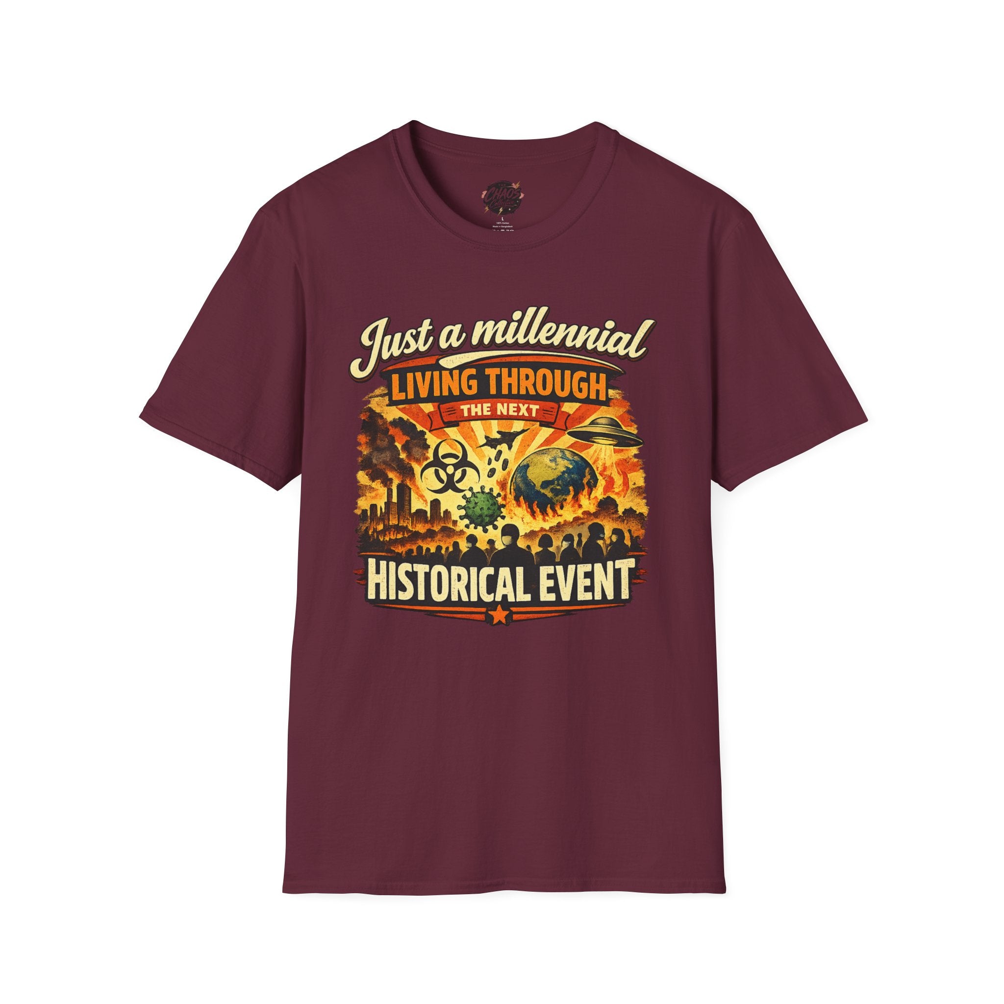 Men's Just a Millennial Living Through the Next Historical Event Shirt, Funny Millennial T-Shirt, Relatable Humor Tee