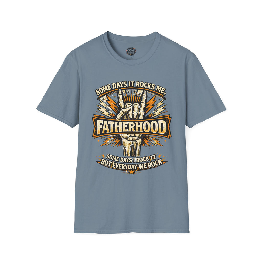Fatherhood Rock T-Shirt — "Some Days It Rocks Me" Retro Dad Tee