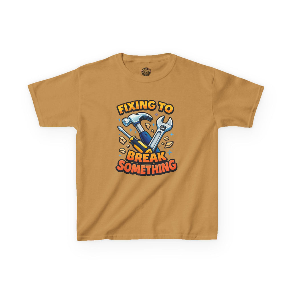 Kids Tee — "Fixing to Break Something" Tool Graphic
