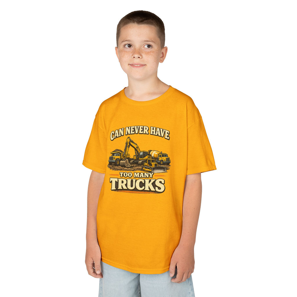 Vintage Construction Trucks Shirt for Boys – Can Never Have Too Many Trucks – Toddler Dump Truck Excavator Tee – Cute Kids Truck Shirt Gift