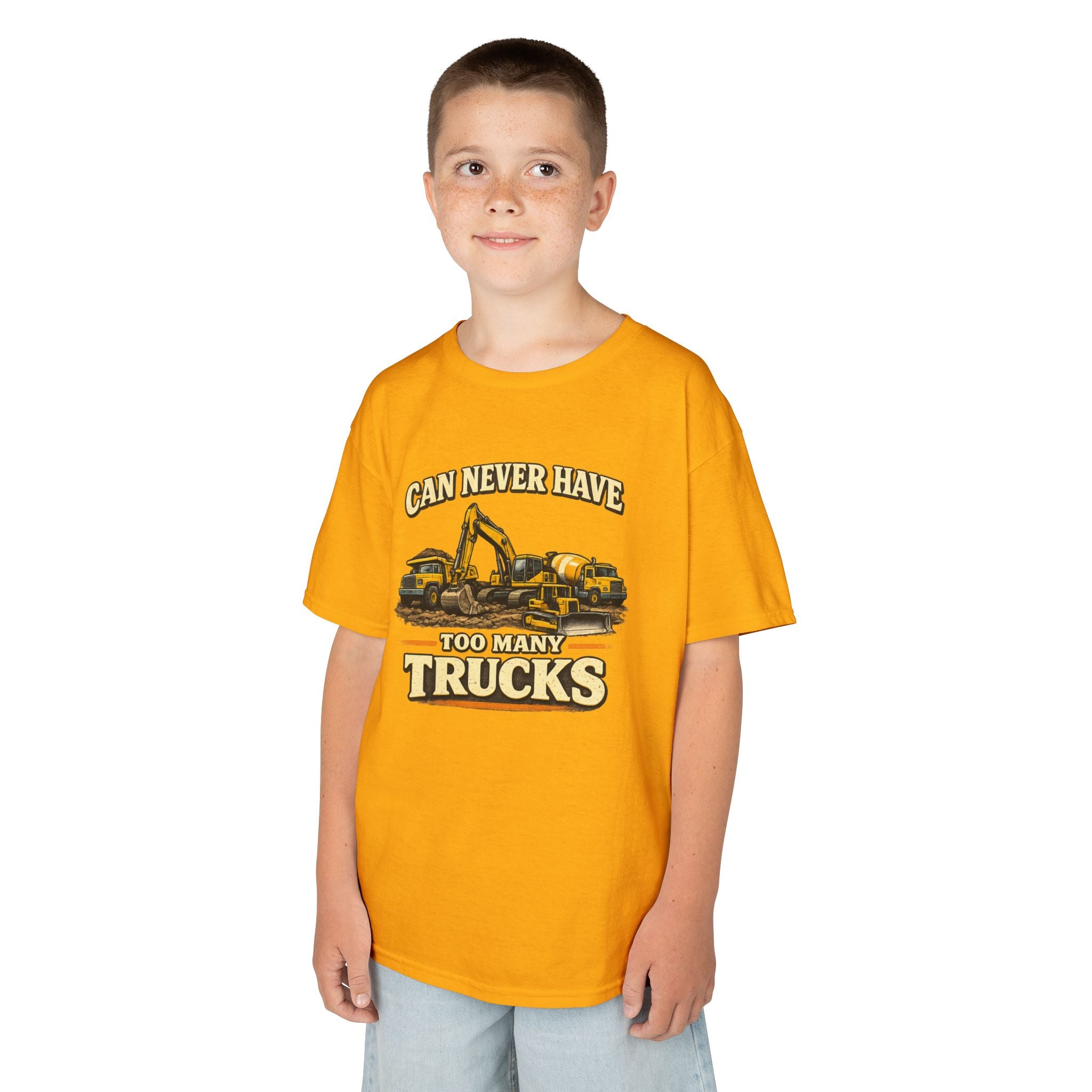 Vintage Construction Trucks Shirt for Boys – Can Never Have Too Many Trucks – Toddler Dump Truck Excavator Tee – Cute Kids Truck Shirt Gift