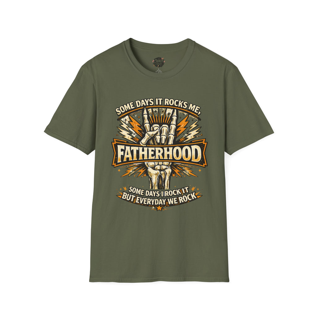 Fatherhood Rock T-Shirt — "Some Days It Rocks Me" Retro Dad Tee