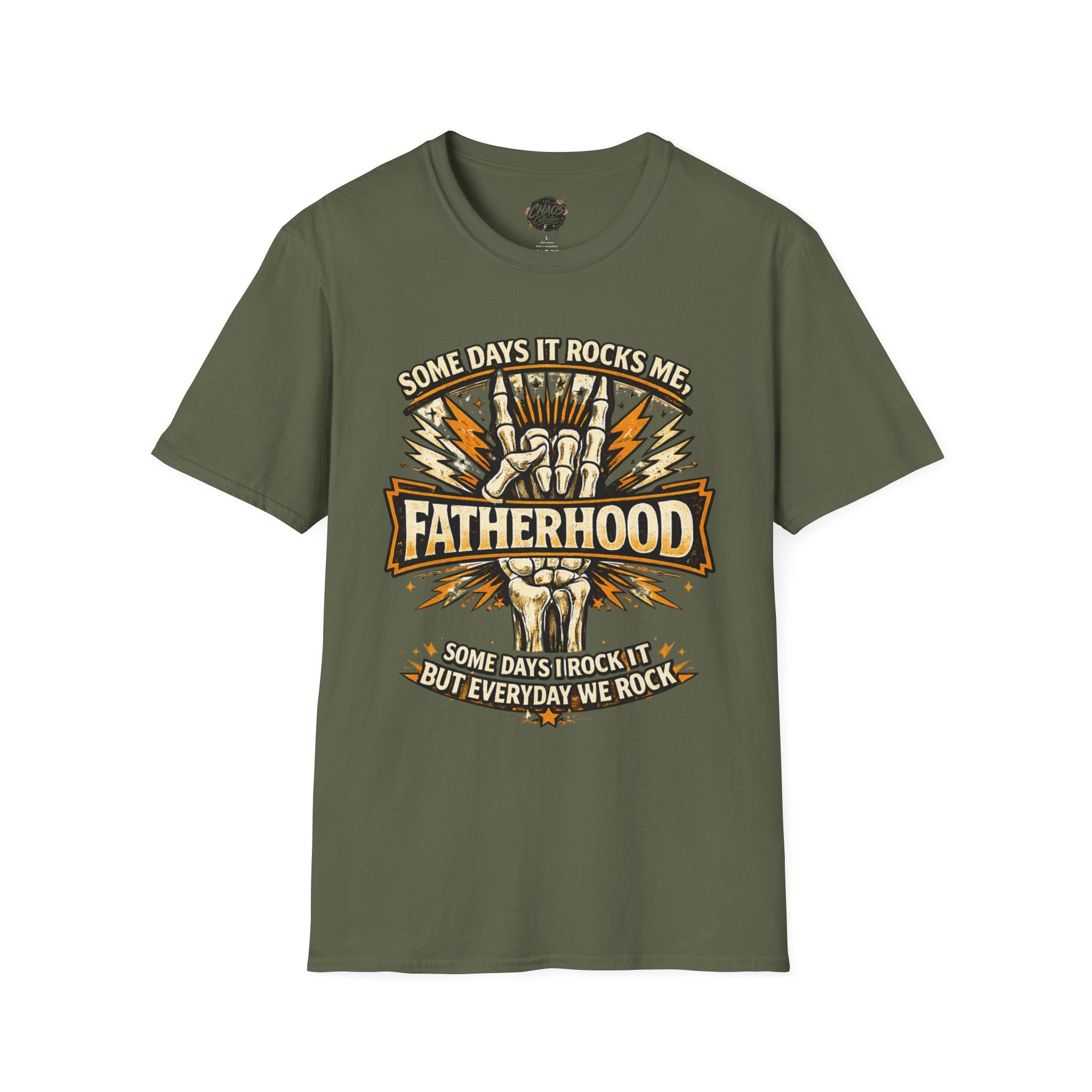 Fatherhood Rock T-Shirt — "Some Days It Rocks Me" Retro Dad Tee