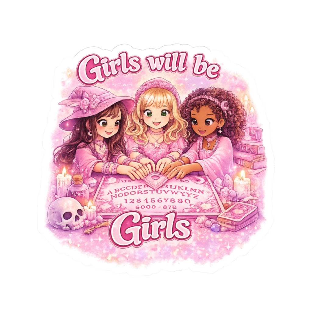 Girls Will Be Girls Ouija Sticker — Cute Pink Witchy Vinyl Sticker - Trendy Witchcore sticker