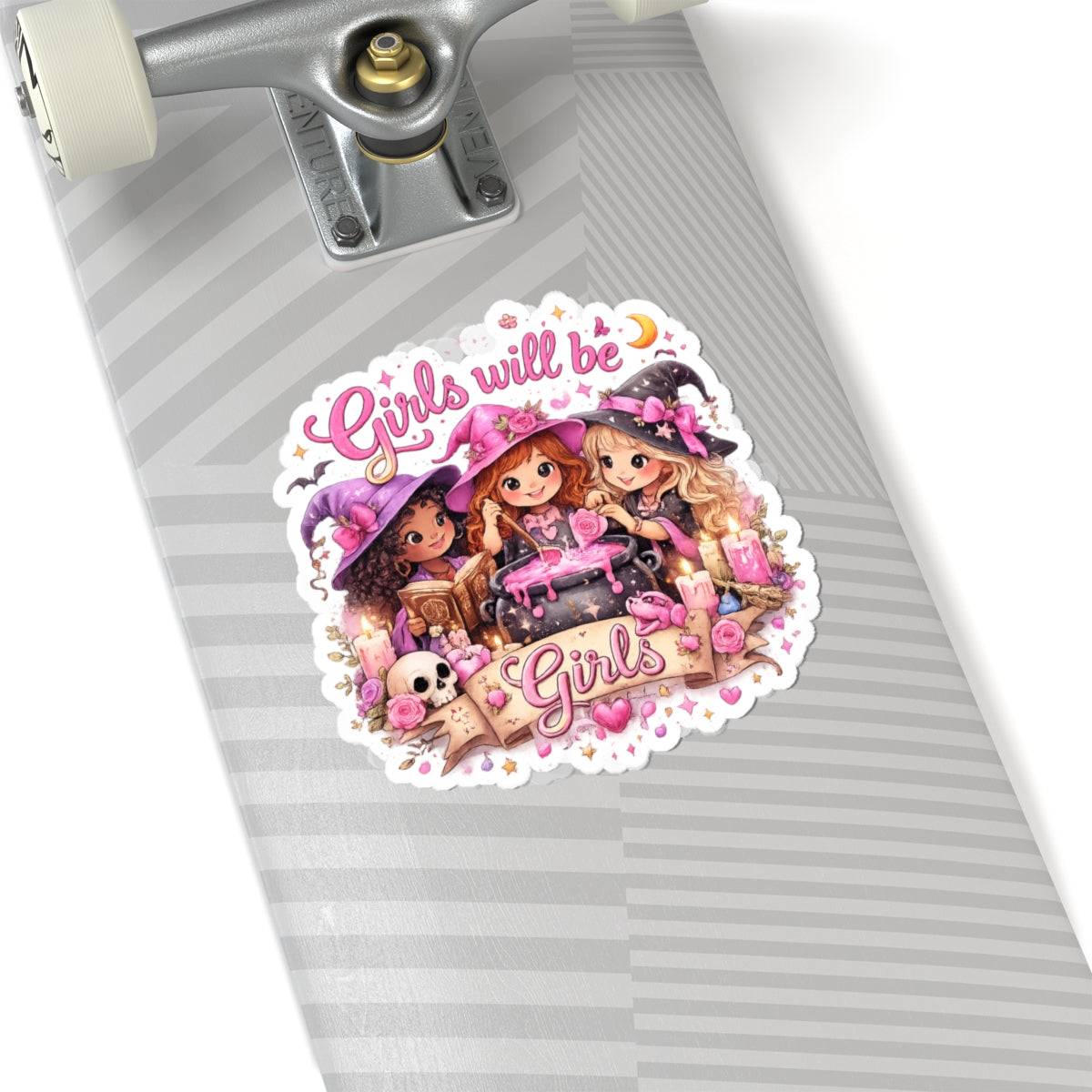 Girls Will Be Girls Witch Trio Kiss-Cut Sticker  - Cute Witch Sticker