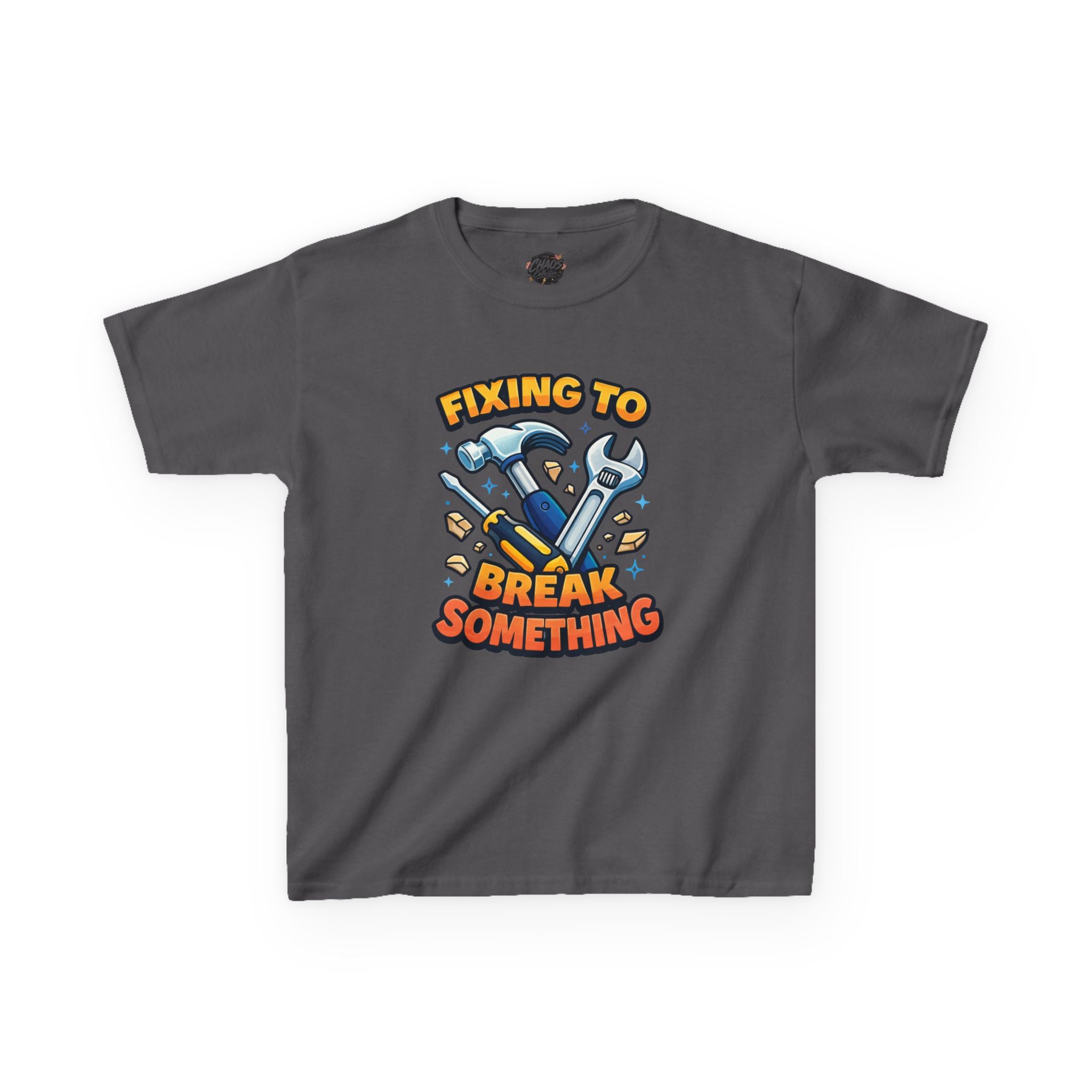 Kids Tee — "Fixing to Break Something" Tool Graphic