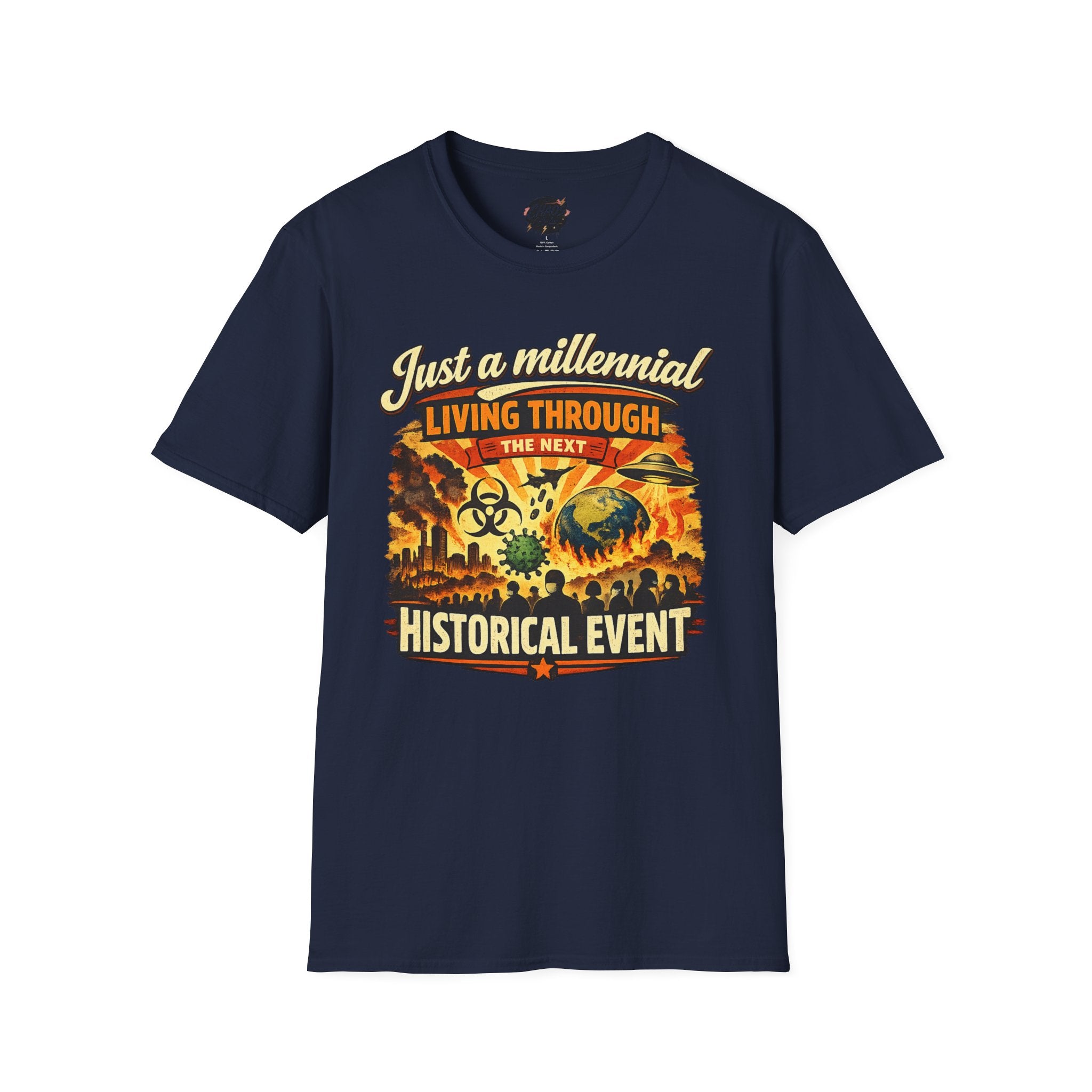 Men's Just a Millennial Living Through the Next Historical Event Shirt, Funny Millennial T-Shirt, Relatable Humor Tee